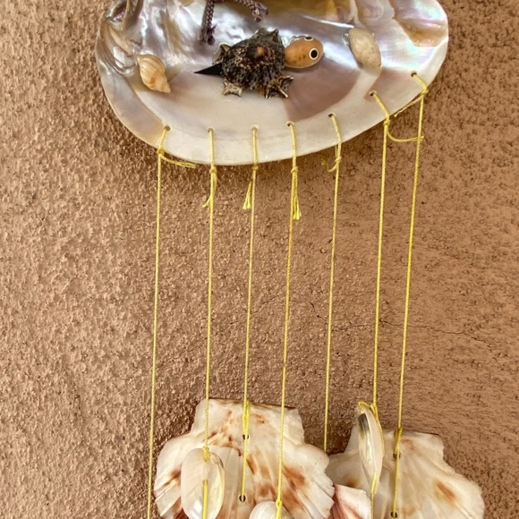 VTG 1970s Hanging Shell Art Mobile Wind Chime 21" Long - Picture 2 of 9